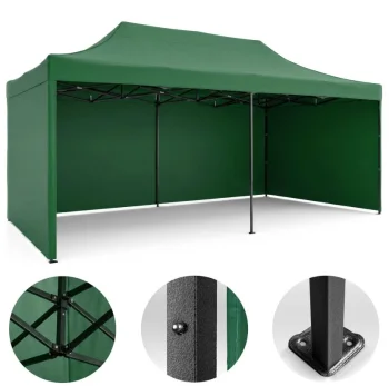 Plonos dārza paviljons ar 3 sienām 3x6m, zaļš (PRECE AR DEFEKTU)