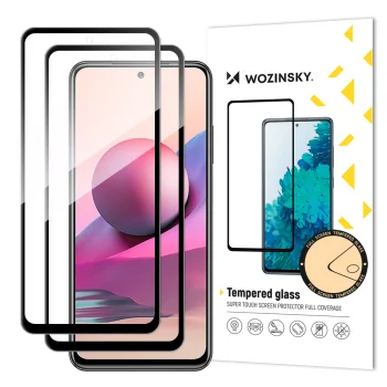 5D aizsargstikls Xiaomi Redmi Note 10 4G / 10S, 2 gab., Melns Pilna Pārklājuma (Tempered Glass)