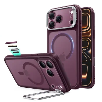 ESR Classic Hybrid Kickstand MagSafe vāciņš iPhone 18 Pro / 17 Pro, matēts tumšs ķirsis