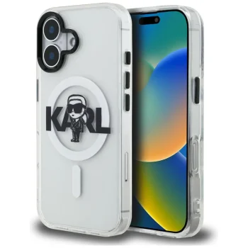 Karl Lagerfeld IML Karl Sketch Logo MagSafe vāciņš iPhone 16, caurspīdīgs