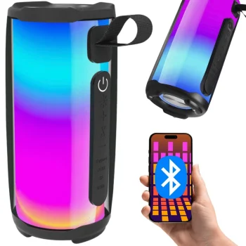 Bezvadu Bluetooth skaļrunis ar RGB apgaismojumu un FM radio, melns