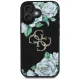 Aizsargvāciņš Guess Grained Roses Big 4G logo iPhone 16, melns