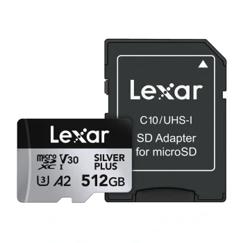 Lexar High-Performance Silver Plus microSDXC atmiņas karte 512GB ar adapteri