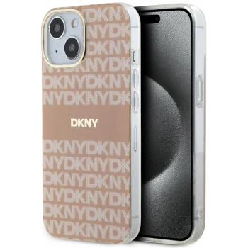 DKNY iPhone 15 / 14 / 13 vāciņš IML Mono & Stripe MagSafe, rozā