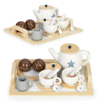 Koka tējas trauku komplekts bērniem Ecotoys (17 daļas)