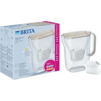 Ūdens filtra krūze Brita Style Essential 2.4 l ar 2 kasetnēm, smilšu krāsā