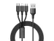3-in-1 USB kabelis Lightning / Micro USB / Type-C 1,2 m melns