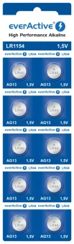 LR44 AG13 sārma baterijas everActive G13 1.5V 10 gab. blisterī