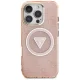 Guess IML Metal Glitter 4G Circle Triangle MagSafe vāciņš iPhone 16 Pro, Rozā