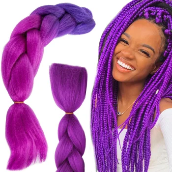 Sintētiskās bizīšu ombre šķipsnas, violetas