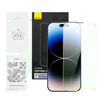 Aizsargstikls Baseus Crystal Series iPhone 14 Pro ar zilo gaismu mazinošu filtru