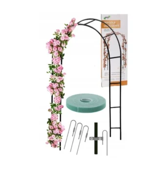 Metāla dārza pergola - arka augiem un rozēm, 240 cm, zaļa