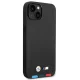 BMW iPhone 14 vāciņš Leather Stamp Tricolor MagSafe, melns