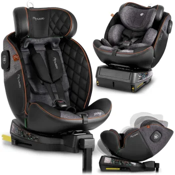 Nukido Prestige Line i-Size 40-150 cm rotējošs autokrēsliņš, melns/pelēks