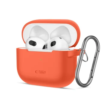 Austiņu maciņš Tech-Protect Silicone Hook modelim Apple AirPods 3, oranžs