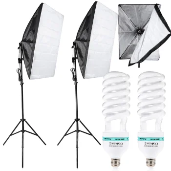 2x 135W Softbox studijas apgaismojuma komplekts ar statīviem