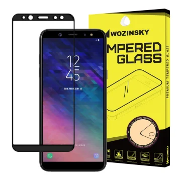 5D aizsargstikls Samsung Galaxy A6 2018 (A600F), melns noapaļots (Tempered Glass)