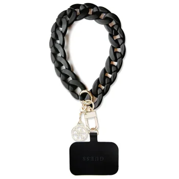 Guess Large Chain Acrylic 4G Charm universāla telefona siksniņa, melna