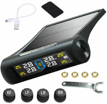 TPMS riepu spiediena un temperatūras sensori ar LCD displeju, melns