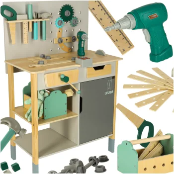 Lulilo Fikso Koka darbagalds bērniem ar instrumentiem un skaņām 86cm