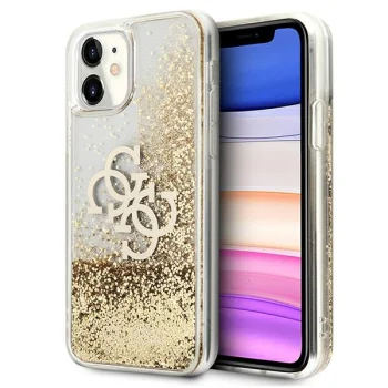 Guess 4G Big Liquid Glitter vāciņš Apple iPhone 11 / XR zelta