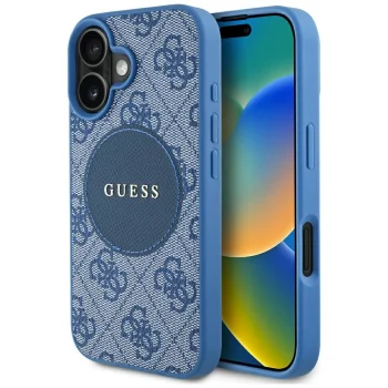 Guess 4G Circle Classic Logo MagSafe vāciņš Apple iPhone 16 zils