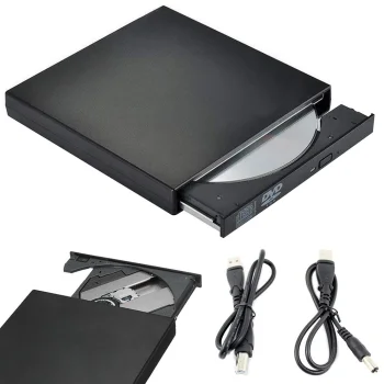 Ārējais CD/DVD diskdzinis un rakstītājs USB 2.0, melns