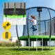 4FIZJO dārza batuts bērniem PRO 252 cm 8FT ar tīklu un kāpnēm, zaļš/melns