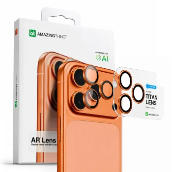 AmazingThing AR Sapphire aizsargstikls kamerai iPhone 17 Pro / Pro Max, oranžs