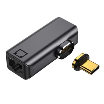 Extra Digital USB Type-C uz RJ-45 magnētisks adapteris, melns