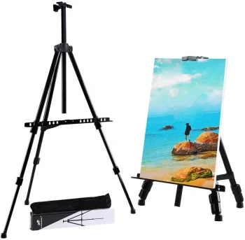 Molberts Mākslinieku Statīvs Zīmēšanai Gleznošanai un Izstādei ar Somu, Melns | Art Easel Stand for Painting and...