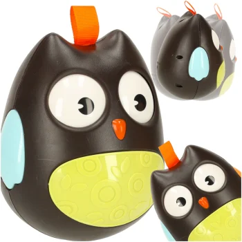 Bērnu Attīstošā Neapgāžamā Taktīlā Maņu Rotaļlieta Grabulis "Pūce", Melns | Kid's Tumbler Toy Rattle "Owl"