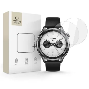 Aizsargstikls Tech-Protect Glass Fit+ priekš Xiaomi Watch S4, 2 gab., caurspīdīgs