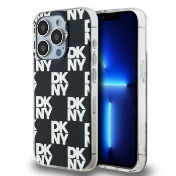 DKNY iPhone 15 Pro Max vāciņš IML Checkered Mono Pattern, melns