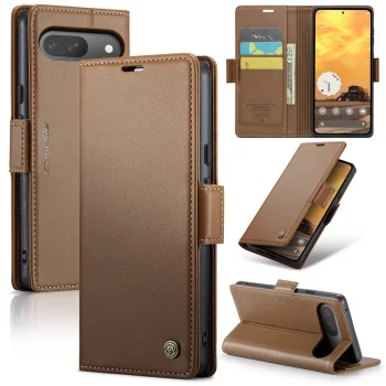 Google Pixel 9 / 9 Pro CASEME Wallet Magnetic Leather Case Cover, Brown | Telefona Vāciņš Maciņš Apvalks...