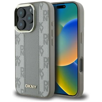 DKNY Checkered Pattern MagSafe vāciņš iPhone 16 Pro Max 6.9", bēšs