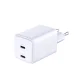 3mk Hyper Charger 45W 2x USB-C GaN sienas lādētājs, balts