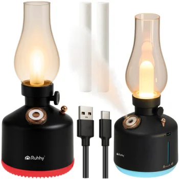 Gaisa mitrinātājs un naktslampiņa Ruhhy Aive Retro, 280 ml, RGB LED, melns