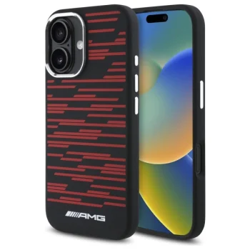 AMG Silicone Graphics MagSafe vāciņš iPhone 16, melns