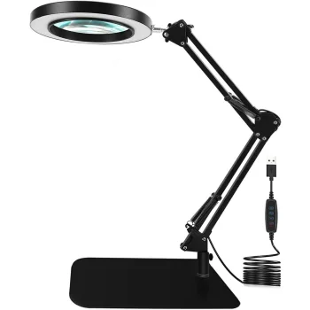 Galda kosmētiskā LED lampa ar lupu, melna