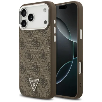 Guess 4G Triangle Logo MagSafe vāciņš priekš iPhone 18 Pro Max / 17 Pro Max, brūns