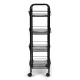 ModernHome PJJKT0103-04 mobilais metāla plaukts ar 4 groziem un riteņiem, melns