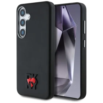 DKNY Leather Heart of NY vāciņš Samsung Galaxy S25, melns