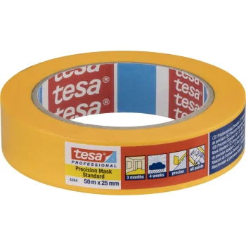 Krāsotāju līmlente Tesa 4344 Precision Masking Tape Standard 50 m x 25 mm, dzeltena