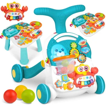 Ricokids attīstošais staigulis galdiņš 3-in-1 RK-810, balts-zils