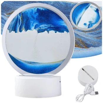 3D smilšu lampa ar kustīgām smiltīm, USB LED RGB galda lampa