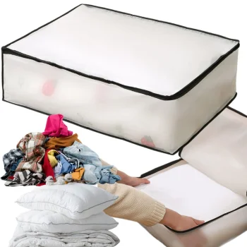 Drēbju un gultas veļas organizators ar rāvējslēdzēju XL 60x45x30cm