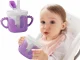 Bērnu krūzīte ar silikona rokturiem un salmiņu, 300 ml, violeta
