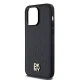 DKNY iPhone 14 Pro Max vāciņš Leather Monogram Pattern Metal Logo MagSafe, melns