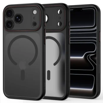 Tech-Protect MagCam MagSafe vāciņš iPhone 18 Pro / 17 Pro, matēti melns un sarkans